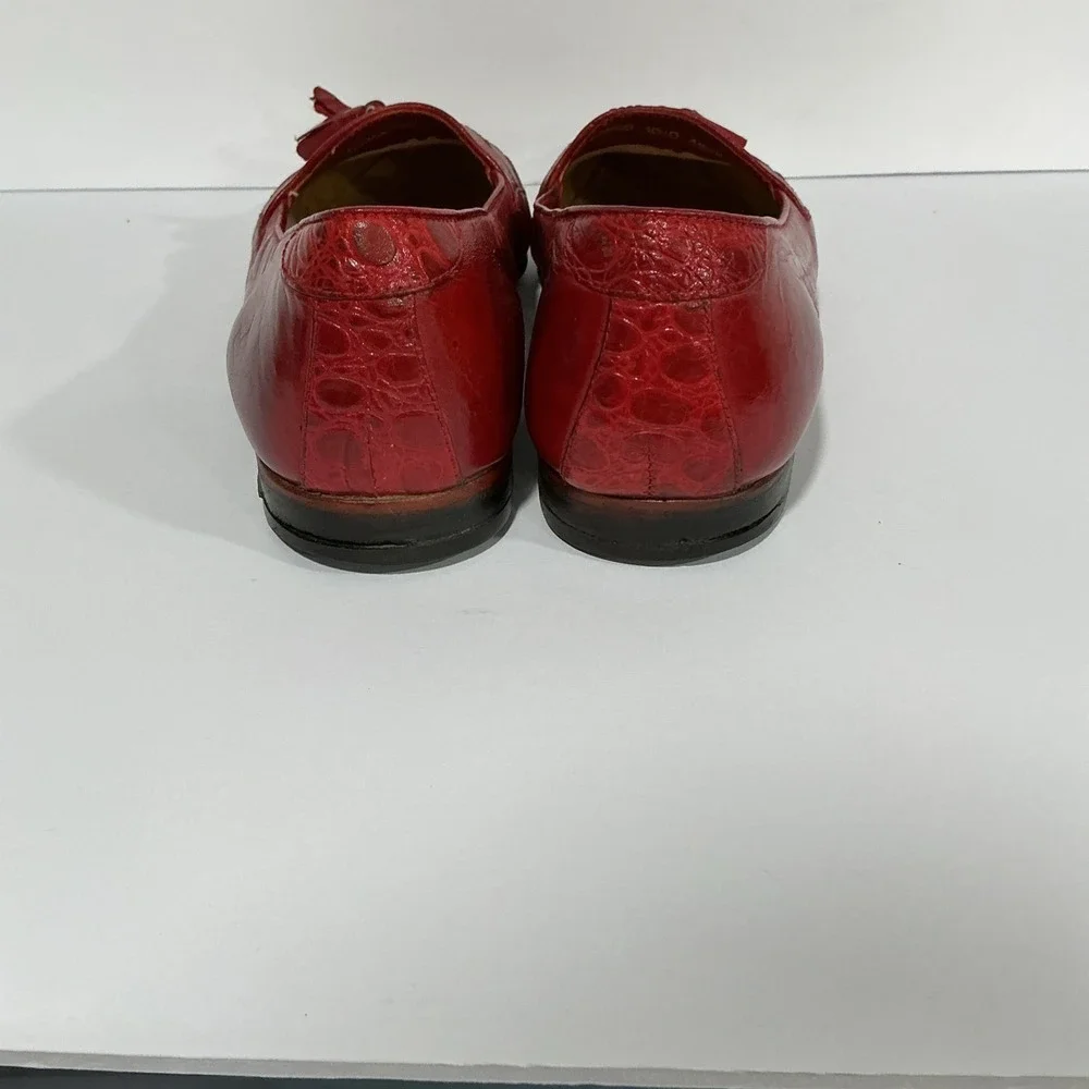 Giorgio Brutini Red Snakeskin Tasseled Loafers Dress Shoes, 10.5D, Brazil, VTG